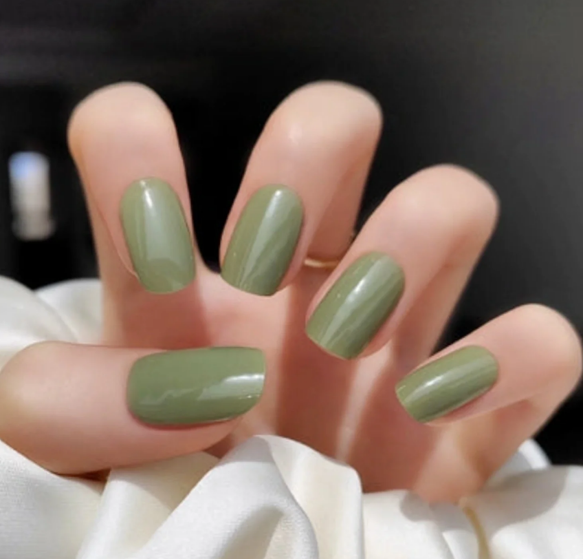 Semi-Cured Gel Nail Wraps Olive Green