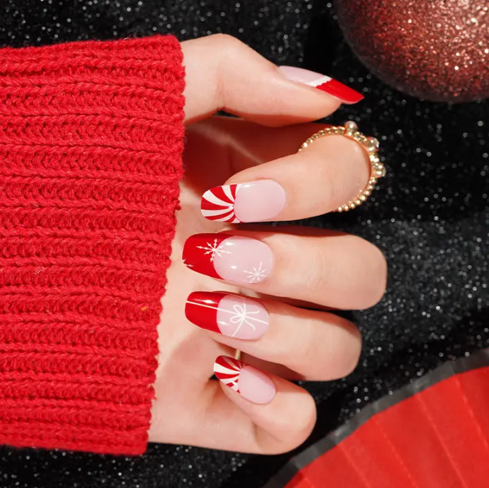 Semi-Cured Gel Nail Wraps Santa Baby Swirl