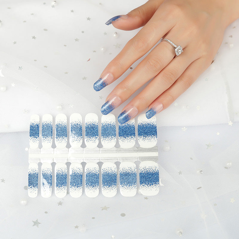 Lavender Blue Glitter French Manicure