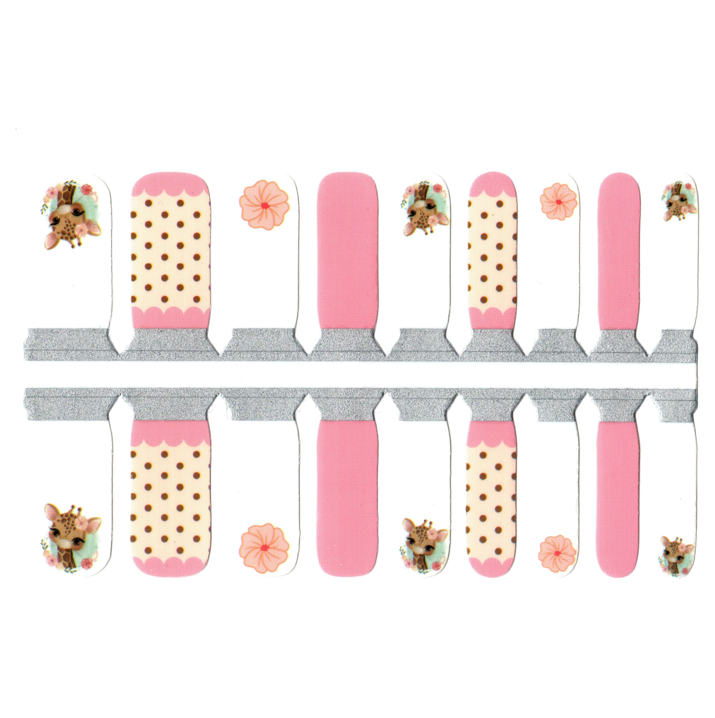 White Smoke Pink and White Giraffes and Flowers, Polka Dot (Kids)