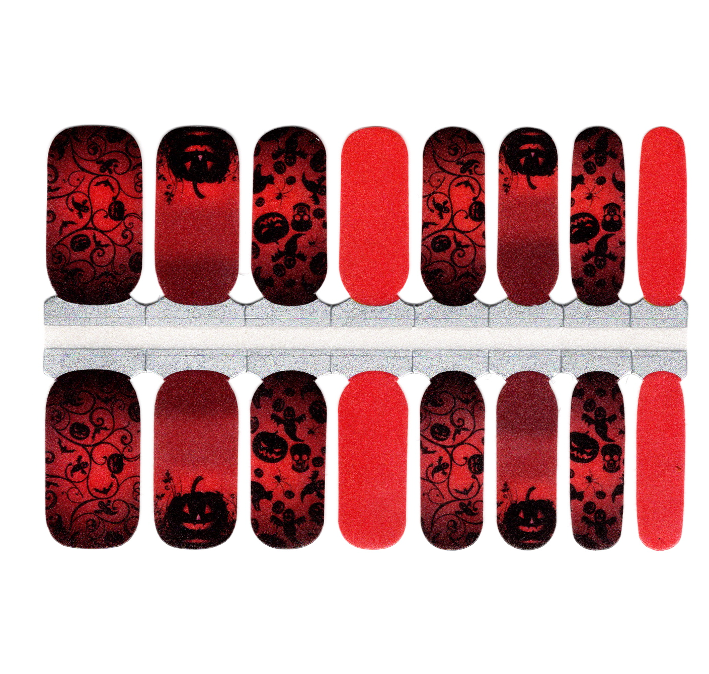 Citrouilles rouges et noires, crânes, fantômes, dégradé ombré Halloween