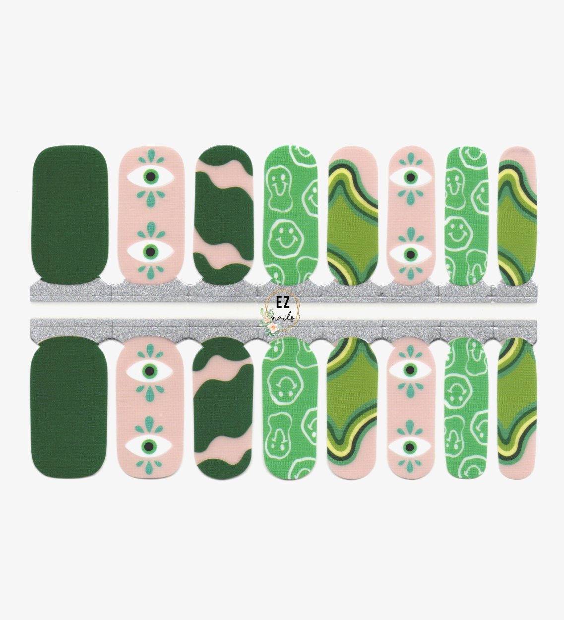 Dark Slate Gray Dark Green Abstract Art with Eyes and Smiley Face with Clear Background Negative Space