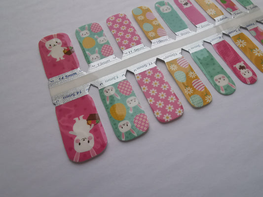 Dark Gray Easter Bunny Rabbit Daisies Eggs Pink Aqua Blue and Yellow - Kids