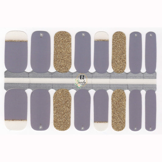 Nail Wraps, Strips, Stickers - Periwinkle Purple and White Gold - EZ Nails Store