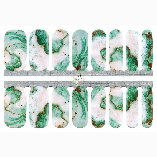 White Smoke Emerald Green Robin Egg Blue Gold and White Watercolor Marble