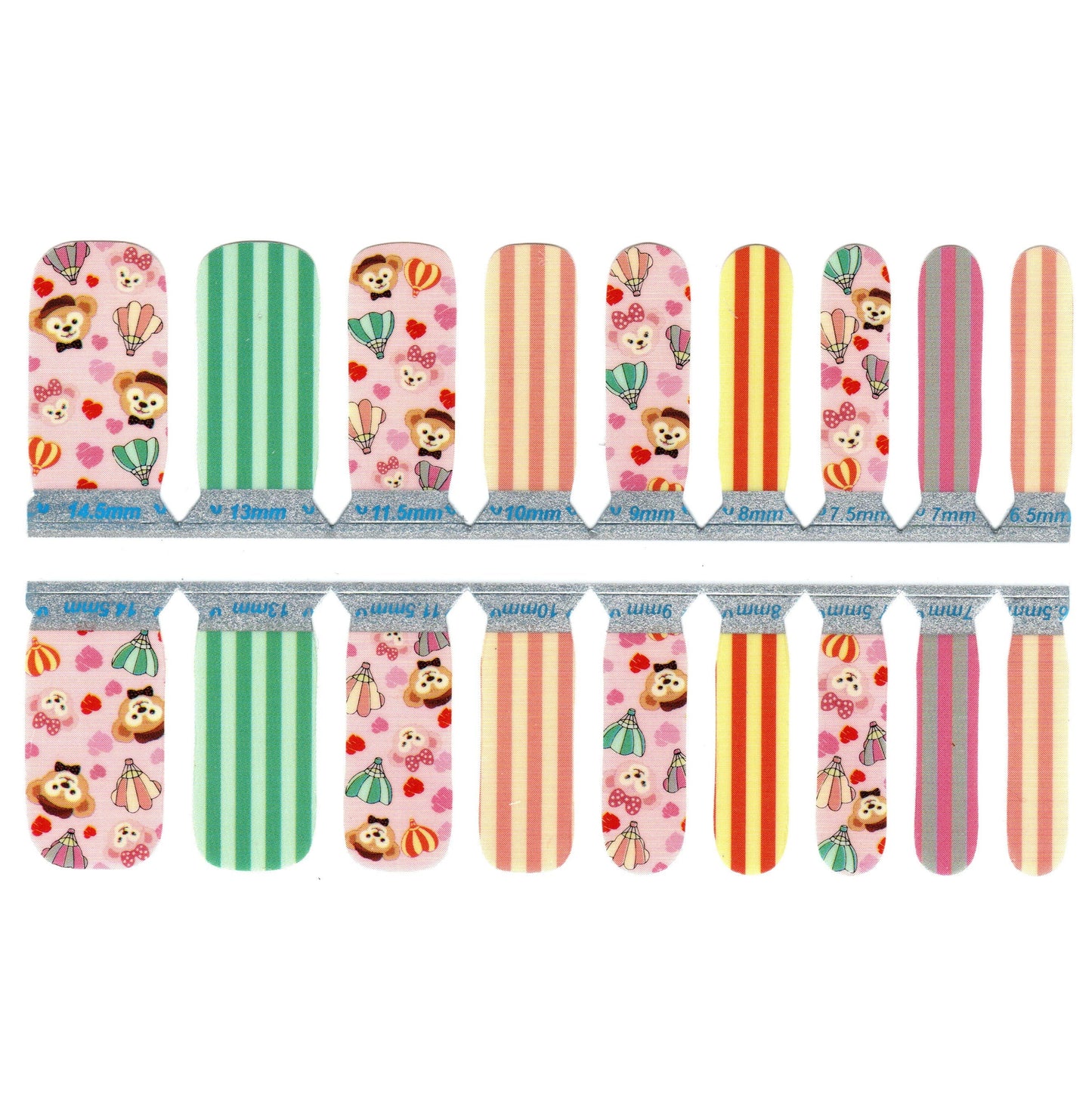 White Smoke Teddy Bears and Air Balloons with Hearts Striped (Kids)