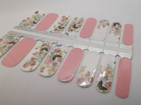 Rosy Brown Baby Pink and White Flowers with Butterflies