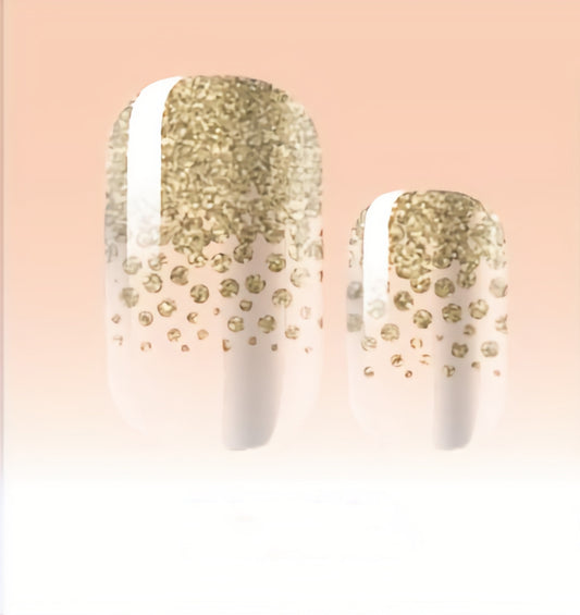 White Smoke Gold Glitter Confetti French Manicure Clear Background