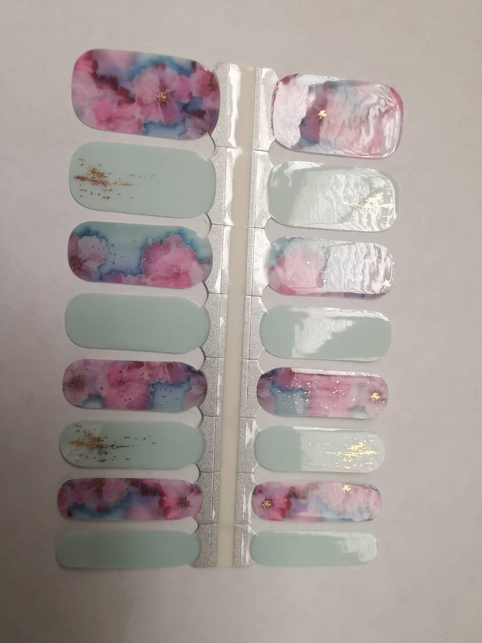 Dark Gray Light Blue and Purple Pink Marble Flowers with Gold Accents Semi-Transparent