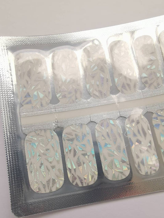 Dark Gray Shuttered Broken Glass Silver Patches with Clear Transparent Background