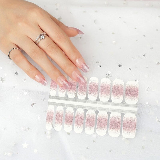 Lavender Pink Glitter French Manicure Ombre