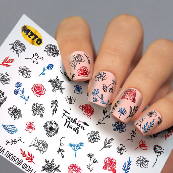 Rose Gold, Black and Navy Blue Flowers and Leaves