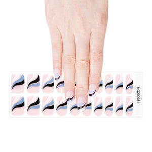 Semi-Cured Gel Nail Wraps Nude Blue Black White Waves