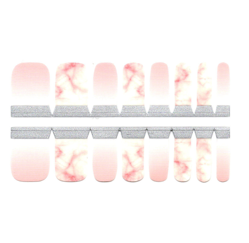 Toe Nails/Kids Nail Wraps Pink and White Ombre Gradient Marble