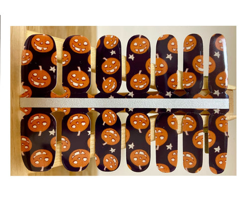 Glow in the Dark Big Size Wide Nail Wraps Pumkins Faces