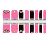 Toe Nails/Kids Nail Wraps Pink Black Pastel Lines Feather