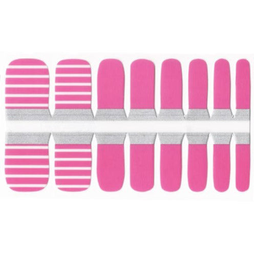 Toe Nails/Kids Nail Wraps Pink White Striped