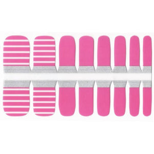 Toe Nails/Kids Nail Wraps Pink White Striped
