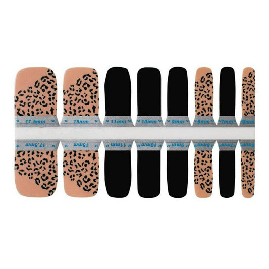 Toe Nails/Kids Nail Wraps Beige Black Leopard Print