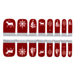 Toe Nails/Kids Nail Wraps Dark Red Deer Christmas Tree