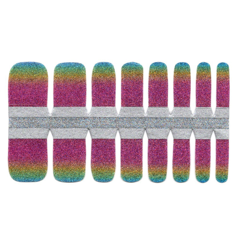 Toe Nails/Kids Nail Wraps Rainbow Glitter Ombre Gradient