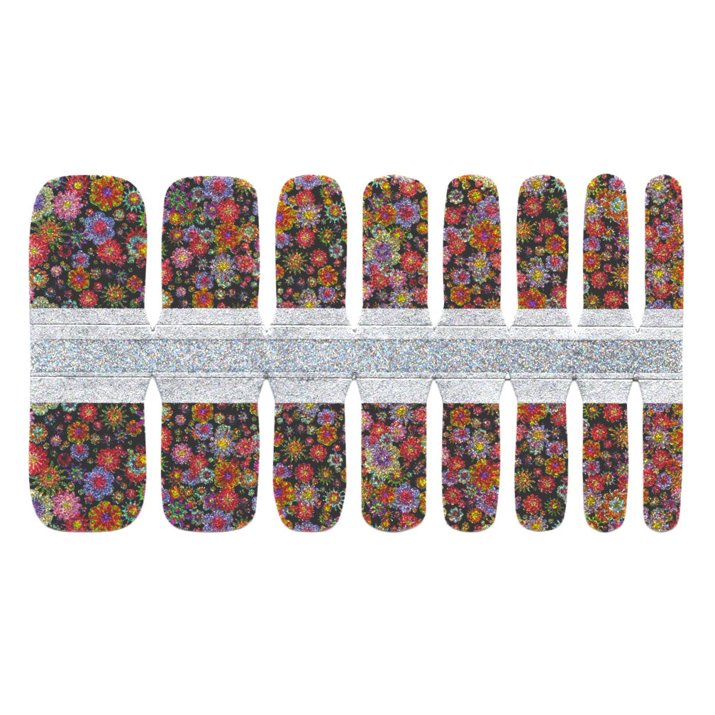 Toe Nails/Kids Nail Wraps Glitter Field Flowers