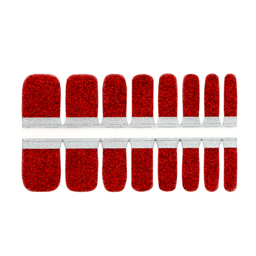 Adult Toe Nails/Kids Finger Nail Wraps Red Glitter Solid Color