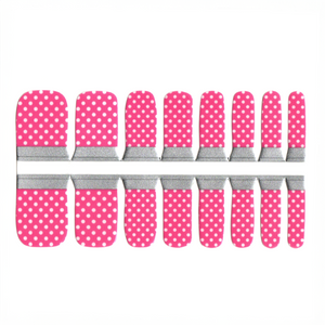 Adult Toe Nails/Kids Finger Nail Wraps Pink White Polka Dot
