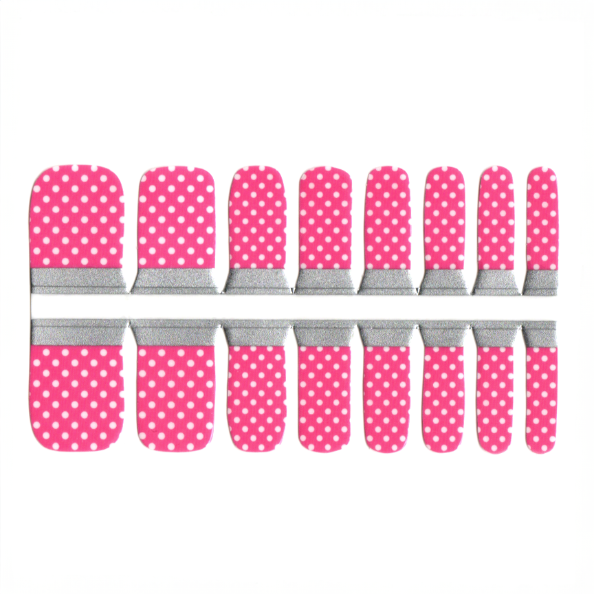 Adult Toe Nails/Kids Finger Nail Wraps Pink White Polka Dot