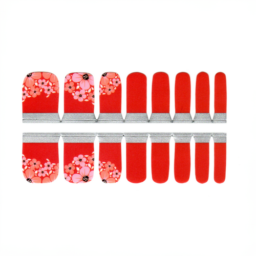 Toe Nails/Kids Nail Wraps Red Toe Nail Wraps with Flowers