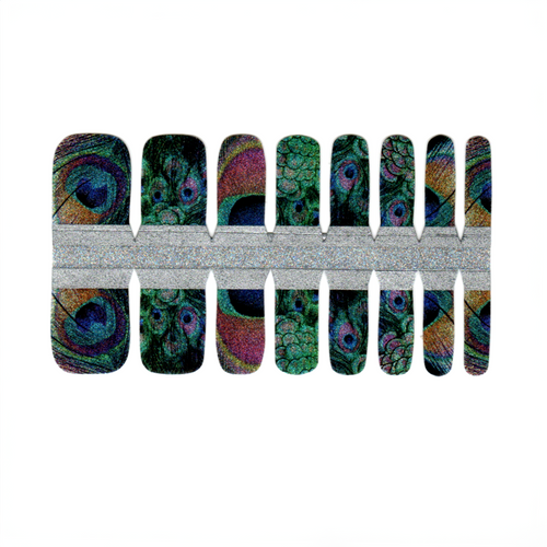 Copy of Toe Nails/Kids Nail Wraps Peacock Feathers with Glitter
