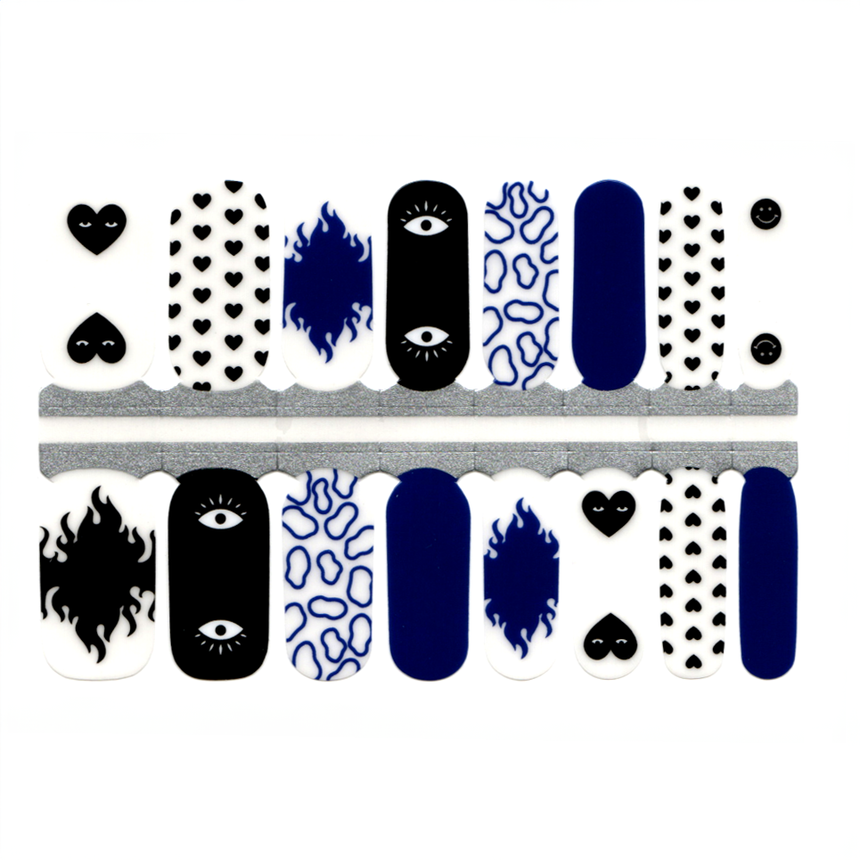 White Smoke All Seeing Eye Flames Hearts Milky White Blue Black