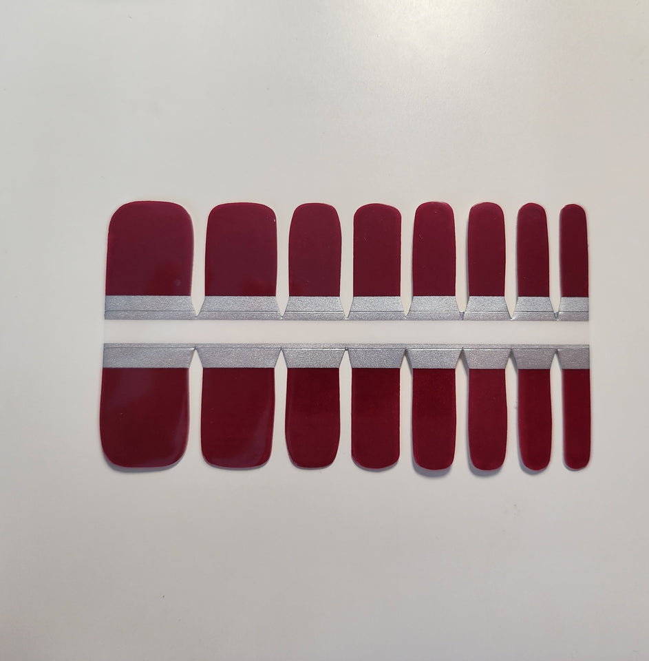 Toe Nails/Kids Nail Wraps Dark Wine Red Solid Color
