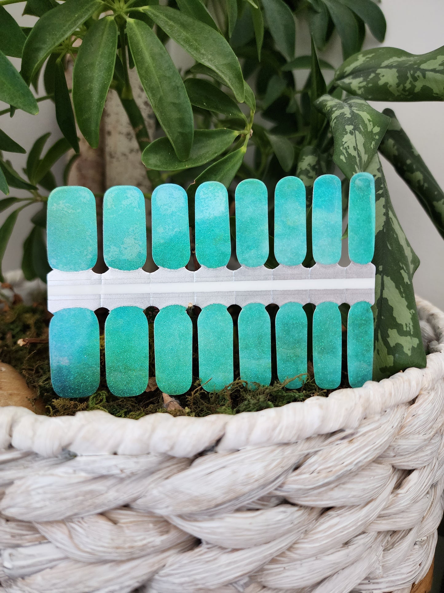 Gray Aqua Green Water with Glitter