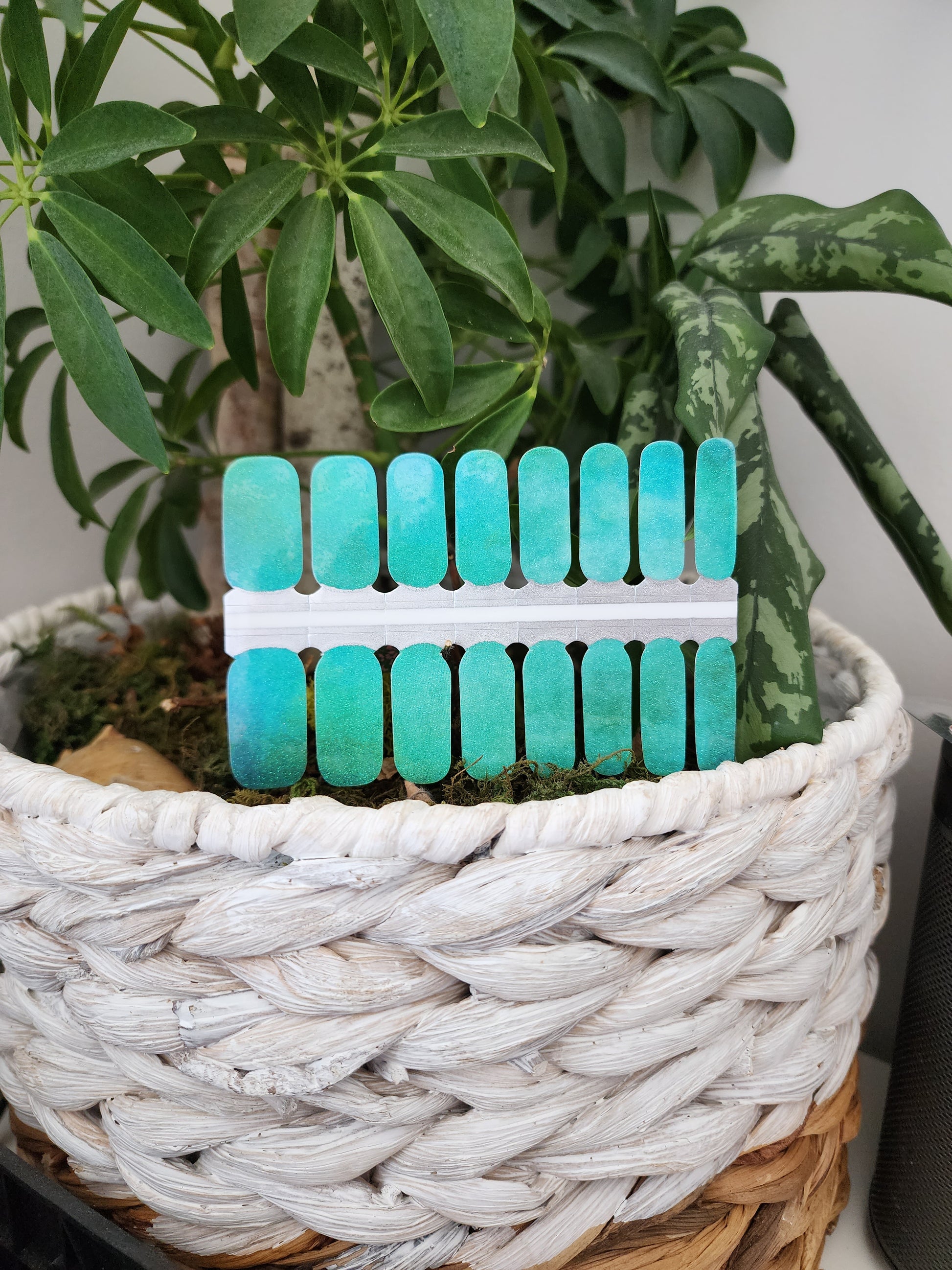 Gray Aqua Green Water with Glitter