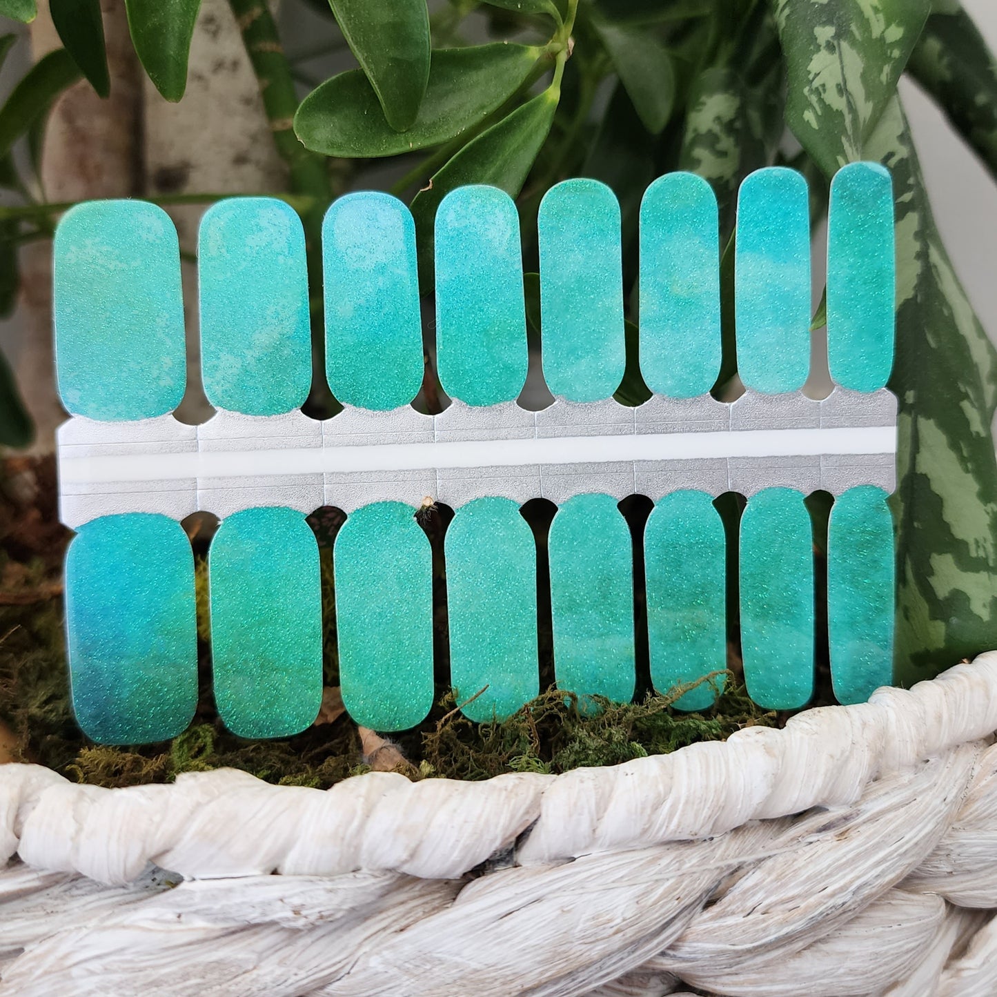 Light Gray Aqua Green Water with Glitter