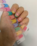 Semi-Cured Gel Nail Wraps Rainbow Colorful French Manicure