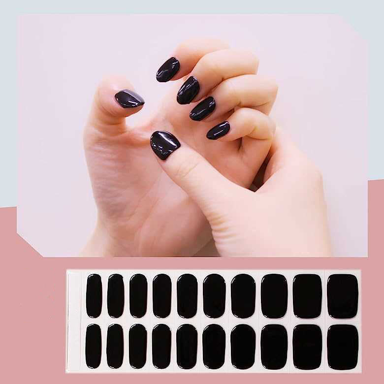 Semi-Cured Gel Nail Wraps Black Solid Color