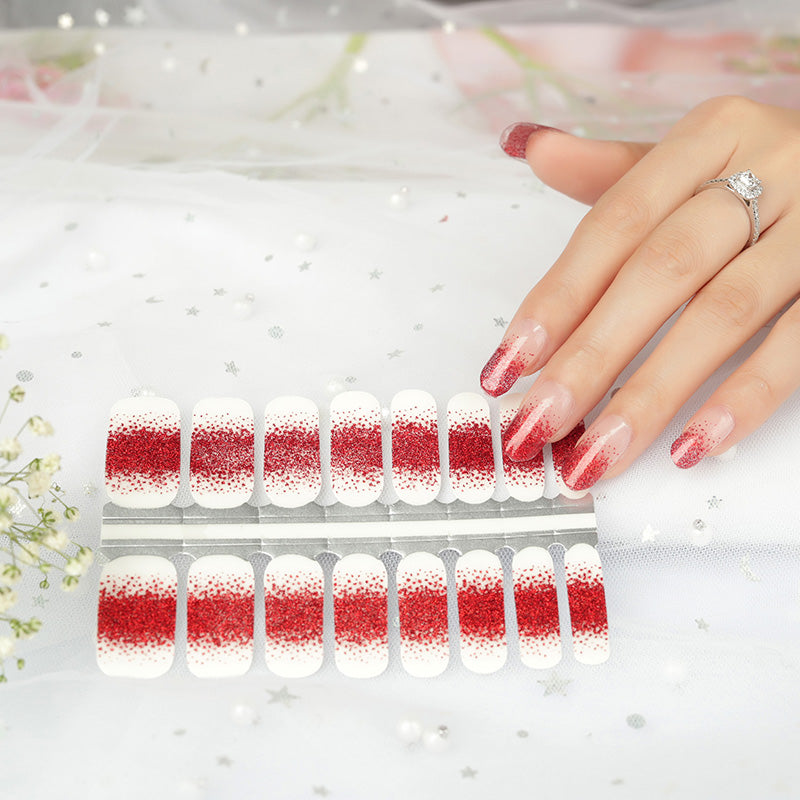 Red Glitter French Manicure