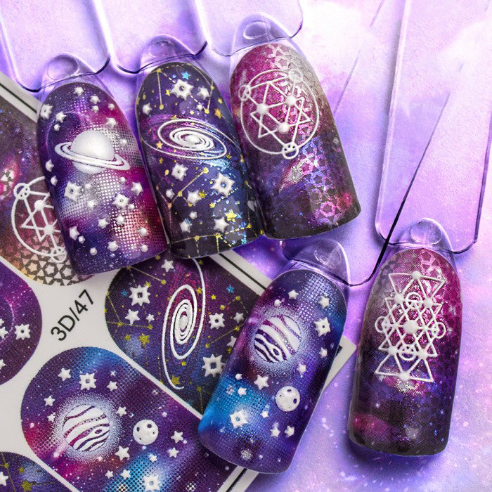 3D Embossed Galaxy Space Planets Zodiac Stars