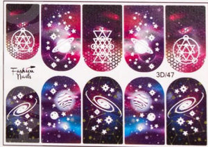 3D Embossed Galaxy Space Planets Zodiac Stars