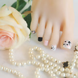 Toe Nails/Kids Nail Wraps Pink Black Hand Drawn Flowers
