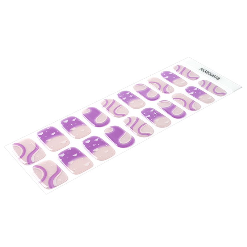 Semi-Cured Gel Nail Wraps Purple Nude Dreamy Clouds Waves