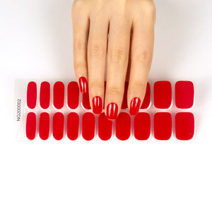 Semi-Cured Gel Nail Wraps Red Solid Color