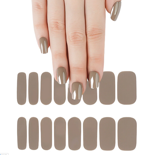 Semi-Cured Gel Nail Wraps Nude Brown Solid Color