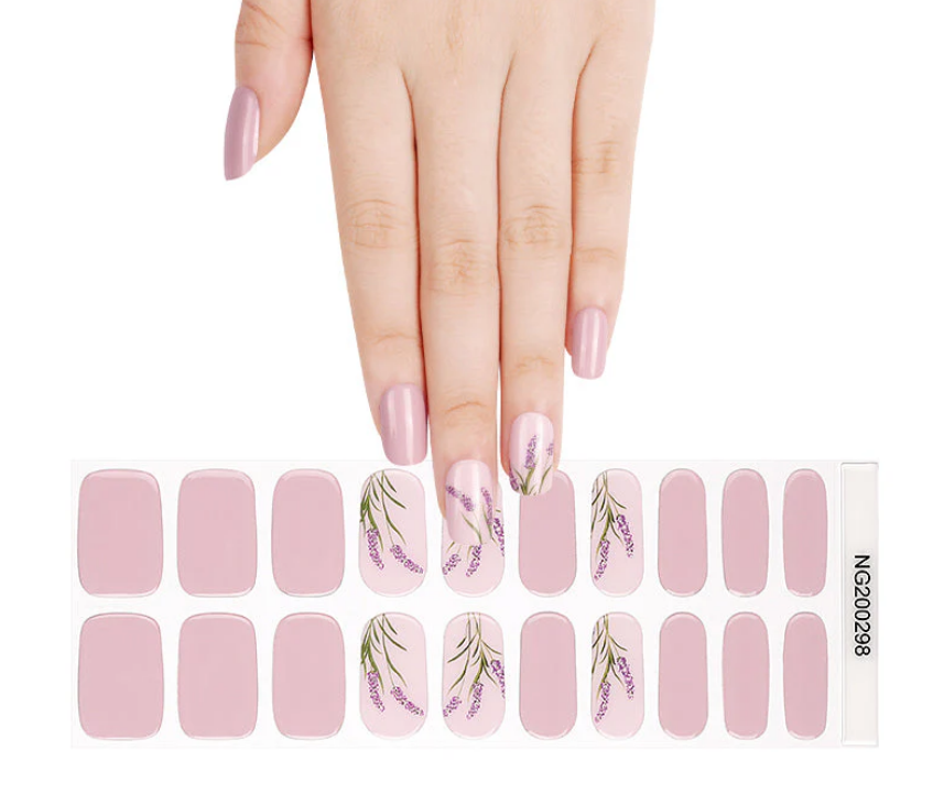 Semi-Cured Gel Nail Wraps Mauve Pink with Lavender