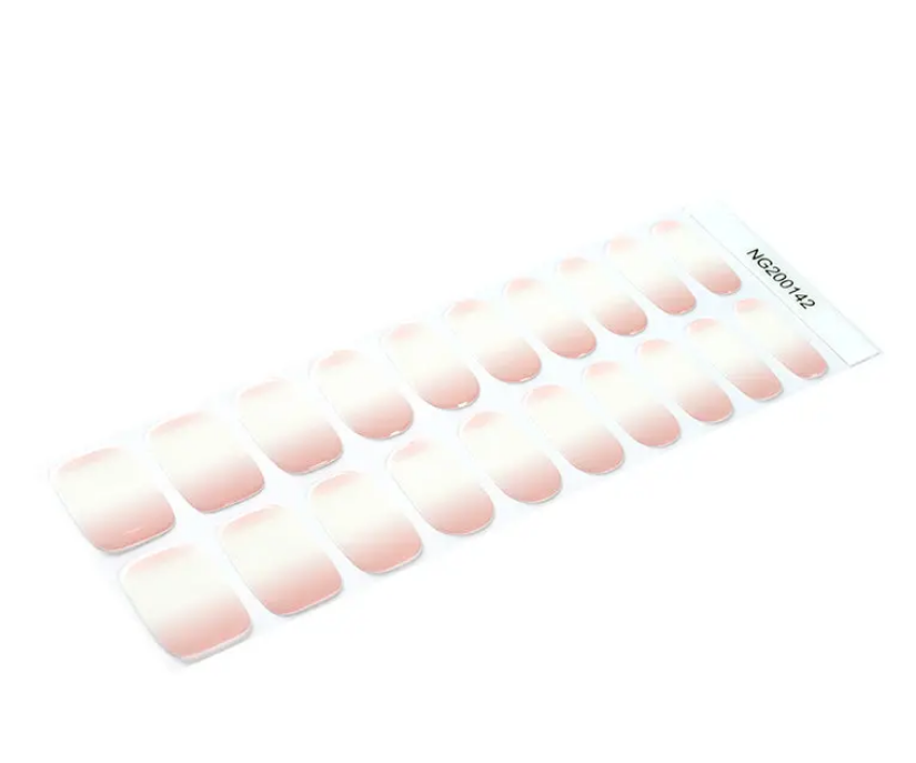 Semi-Cured Gel Nail Wraps Light Pink Nude to White Ombre Gradient