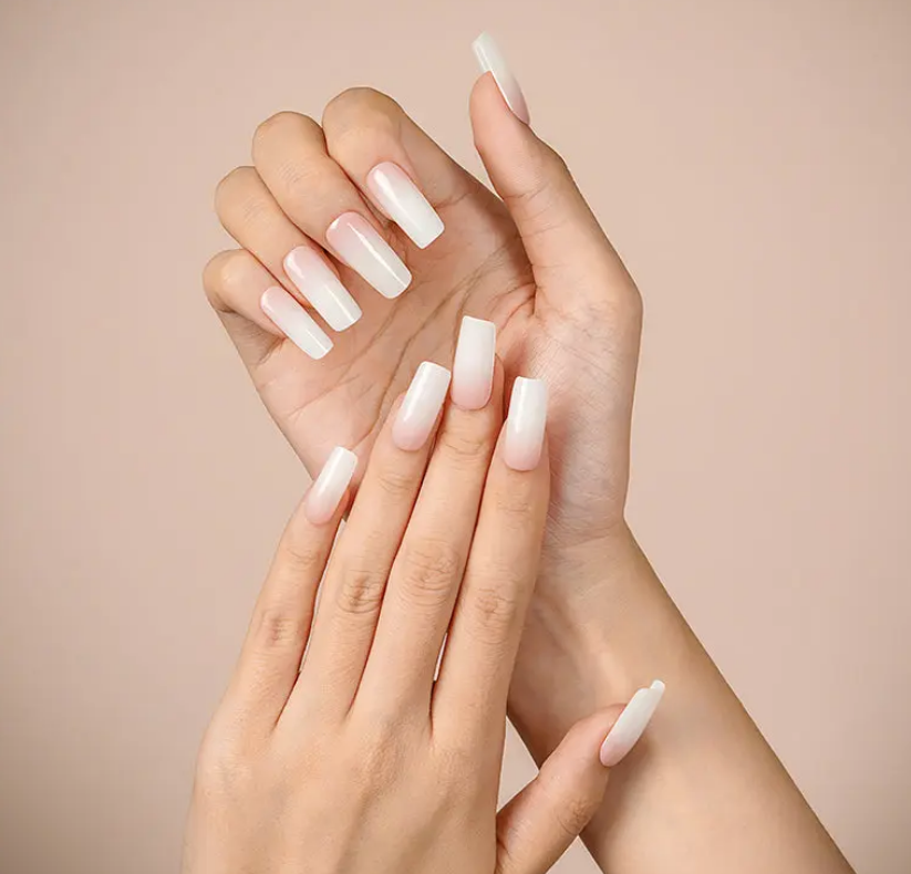 Semi-Cured Gel Nail Wraps Light Pink Nude to White Ombre Gradient