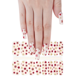 Semi-Cured Gel Nail Wraps Red and Gold Stars