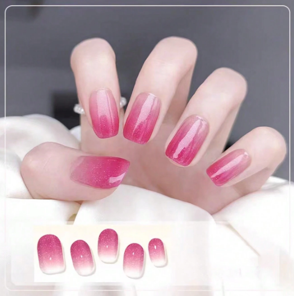Semi-Cured Gel Nail Wraps Pink Ombre